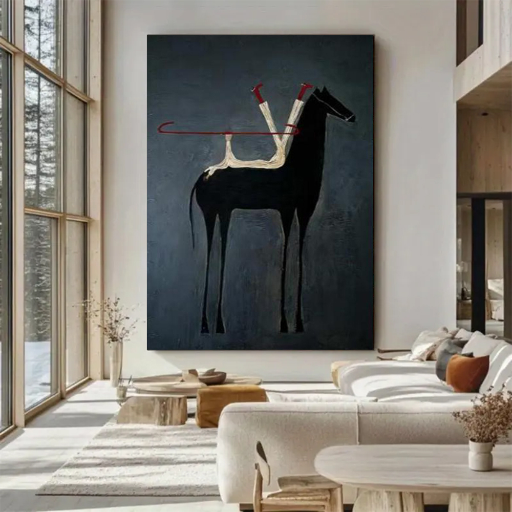 Home Decor Under 100 - 100% Handmade Abstract Oil Painting 'Waiting