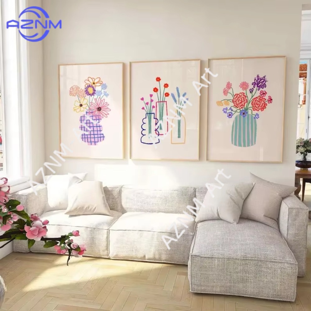 Home Decor Vase - 1/3pcs Abstract Flower Vase Pastel Floral