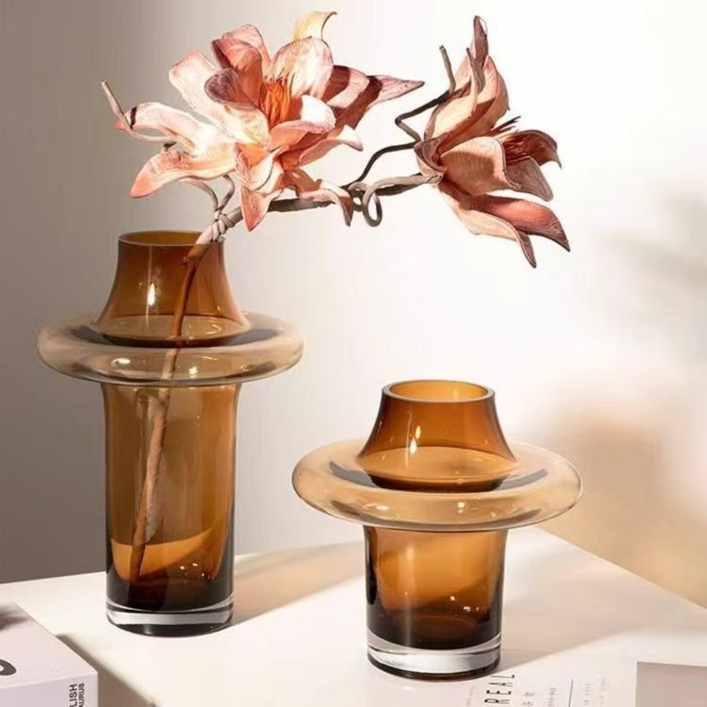 Dried Flower Bouquet - Modern Simple Glass Flower Vase Nordic