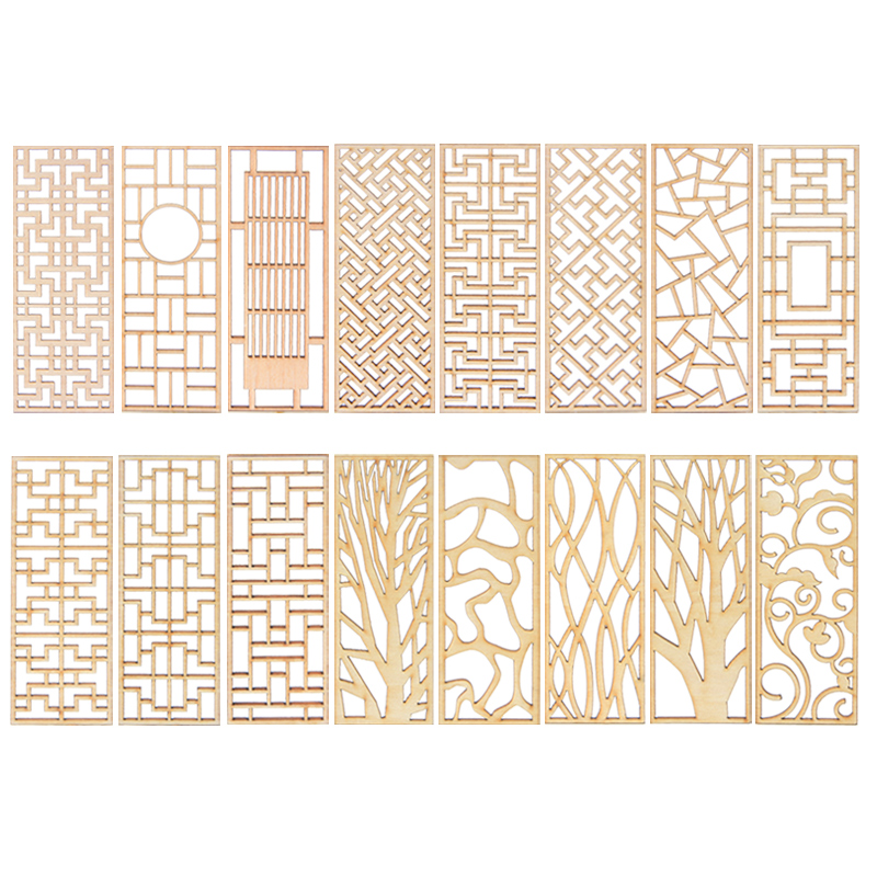 Room Divider Screen - 4pcs Wooden Miniature Partition Screen Dollhouse