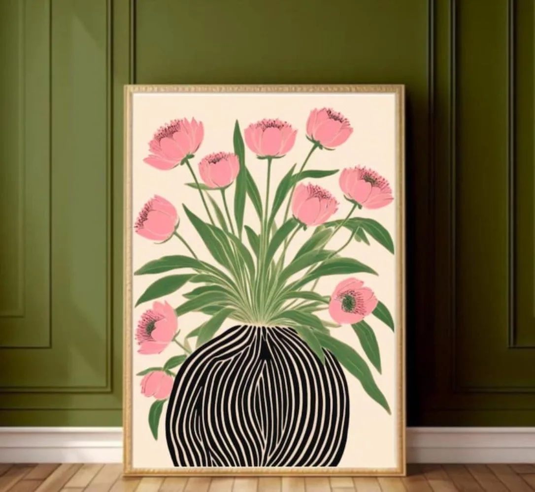 Home Decor Vase - A Frameless Floral Poster,Matisse Wall Art,Pastel