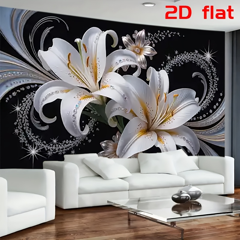 Home Decor Under 100 - Luxurious White Lilies Floral Tapestry Wall