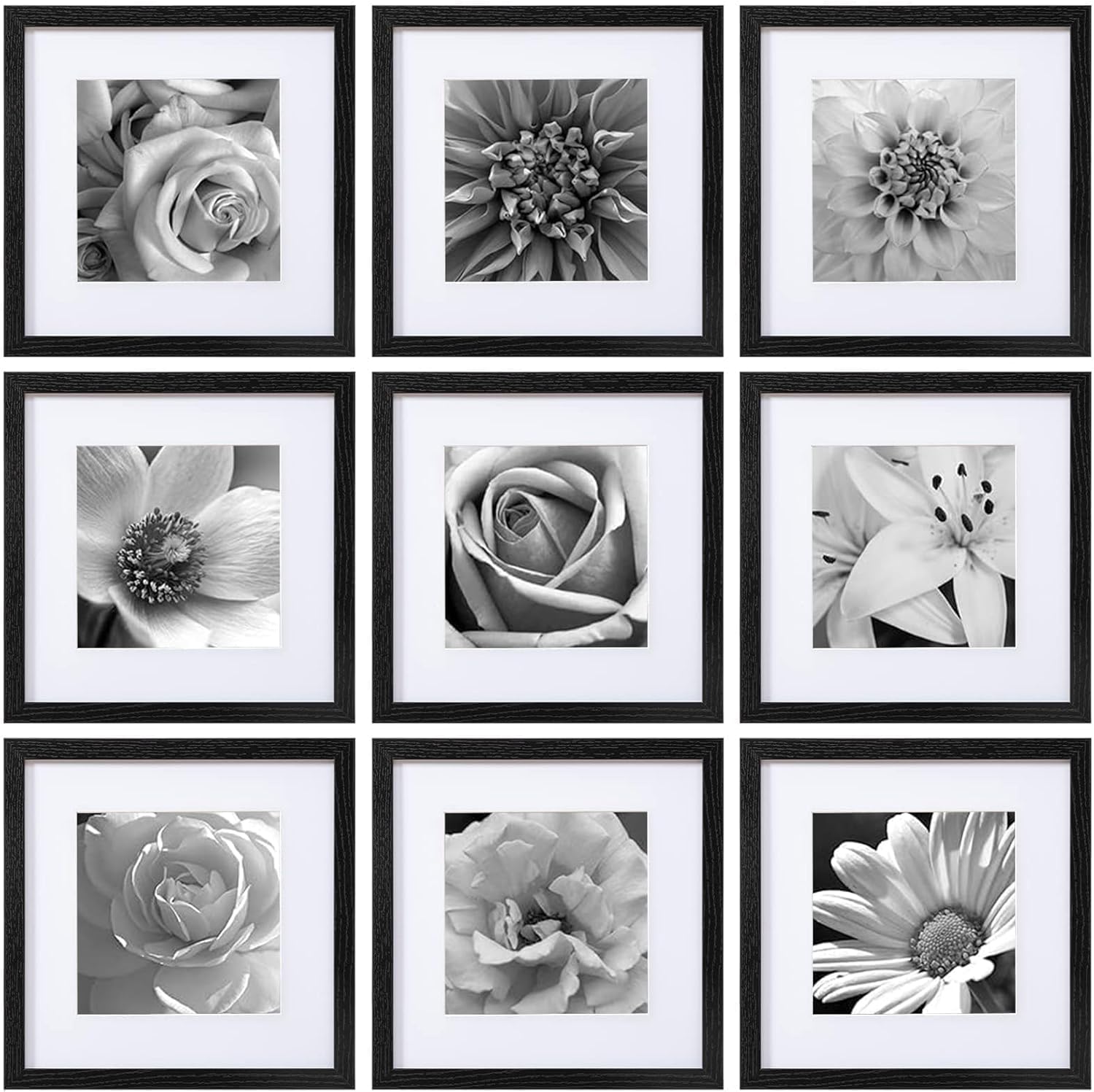 Bamboo Photo Frame - 12x12 Picture Frames Set of 9