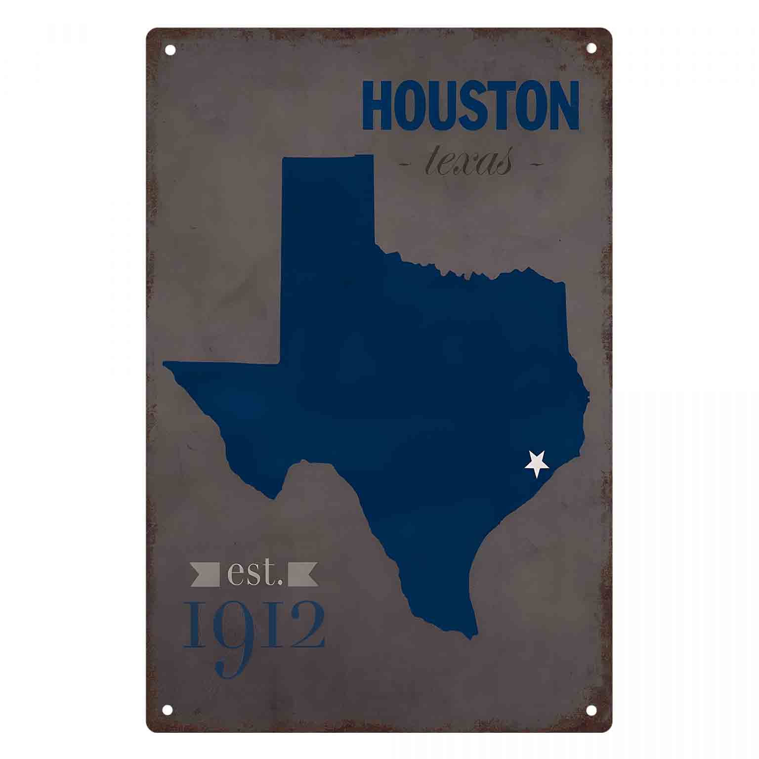Home Decor Houston - 2D FLAT 1pc Houston Texas Blue