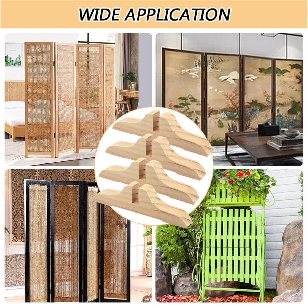 Room Divider Screen - PHONE&GEAR 4pcs Wooden Room Divider Stand