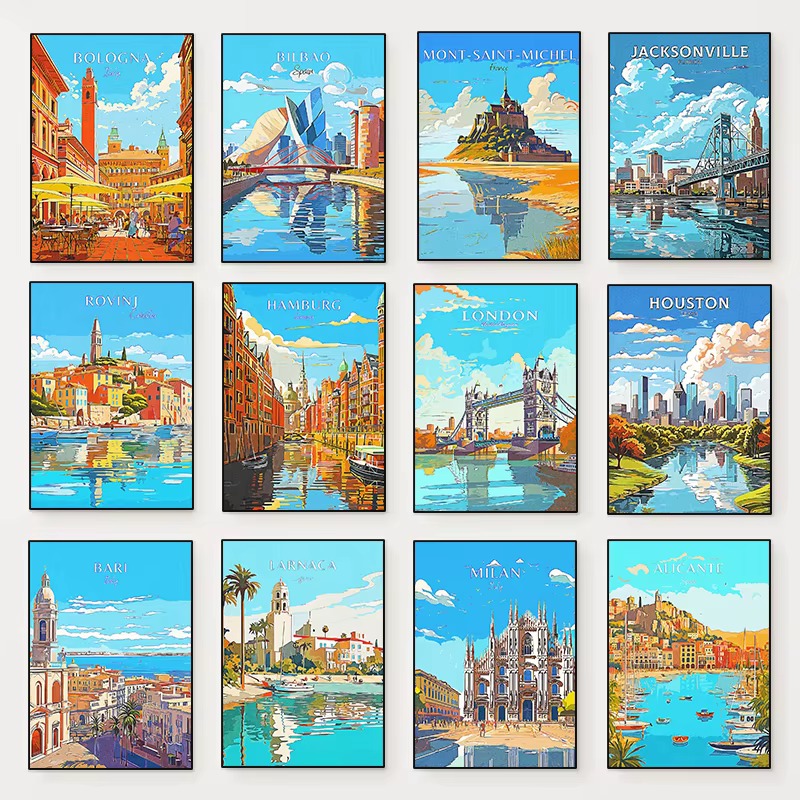 Home Decor Houston - Diamond Painting City Travel Landscape Colourful