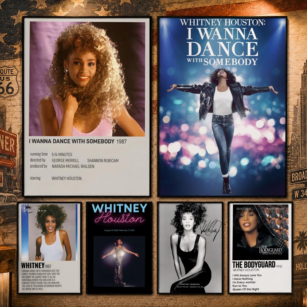 Home Decor Houston - Soul Singer W-Whitney HoustonS Poster Vintage
