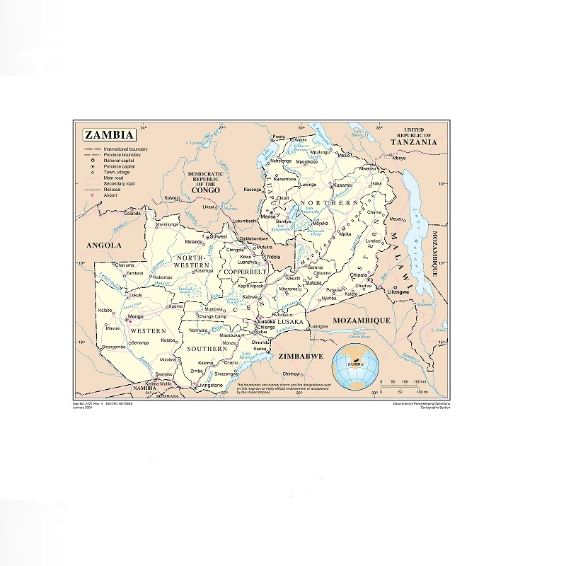 Zambia Map, Print Art Canvas P - Home Decor Zambia recension och pris