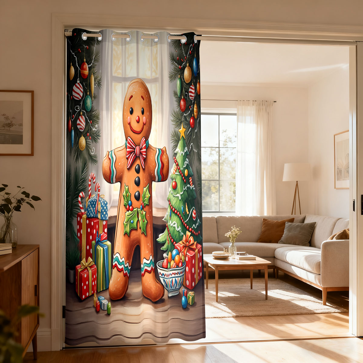 Christmas Gingerbread Man Xmas - Home Decor Curtain recension och pris
