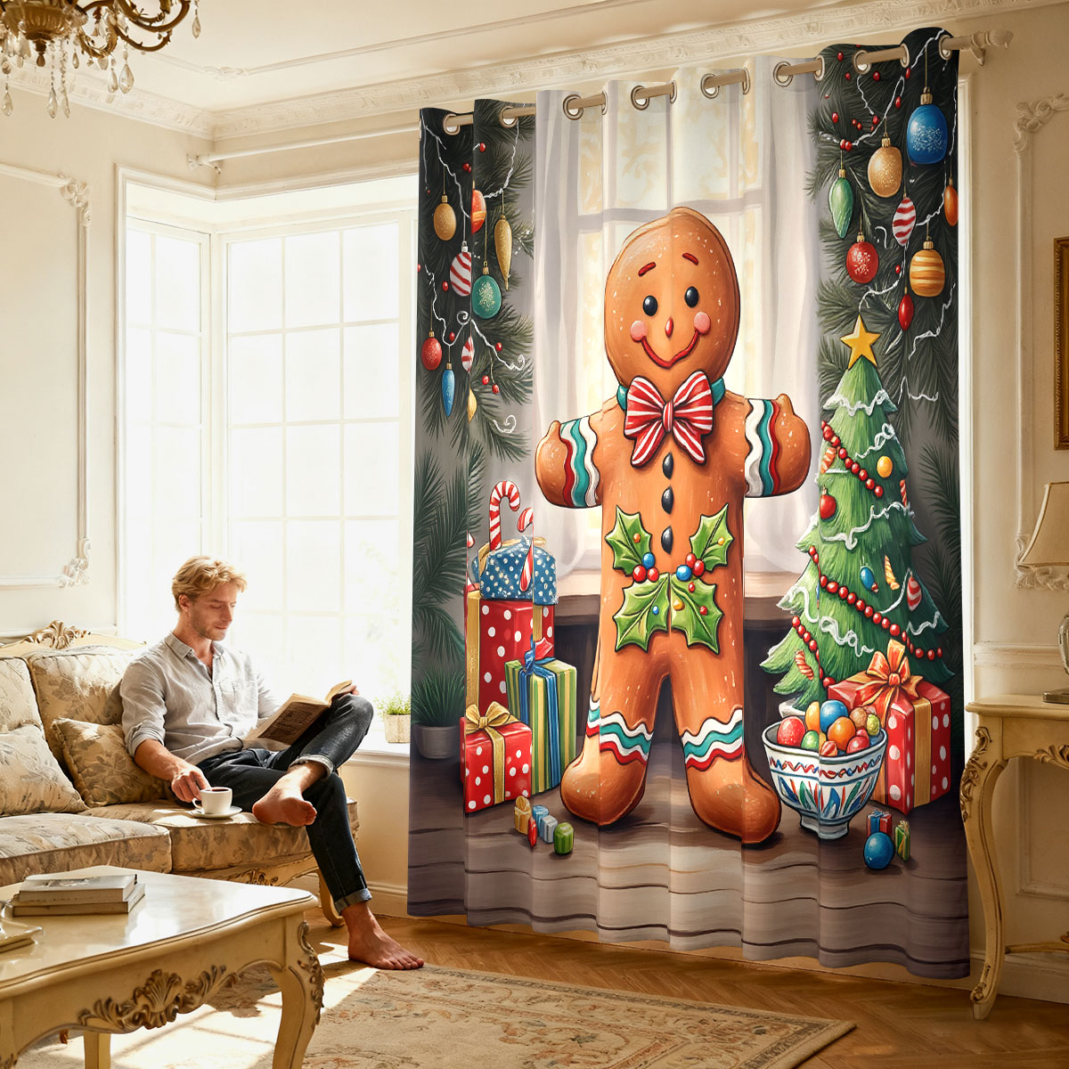 Christmas Gingerbread Man Xmas - Home Decor Curtain recension och pris