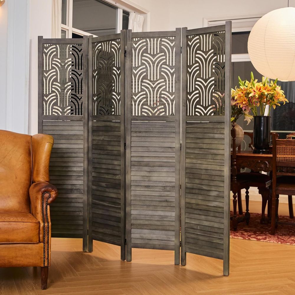 66.9 4-Panel Wooden Carved Roo - Room Divider Screen recension och pris