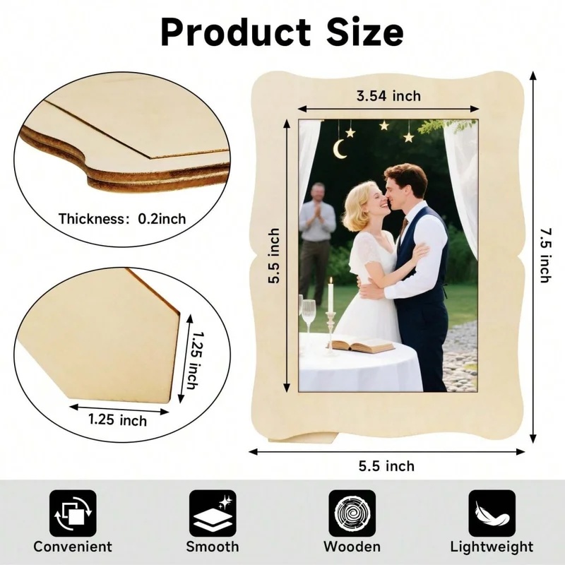 5Pcs Unfinished Wooden Frames  - Bamboo Photo Frame recension och pris