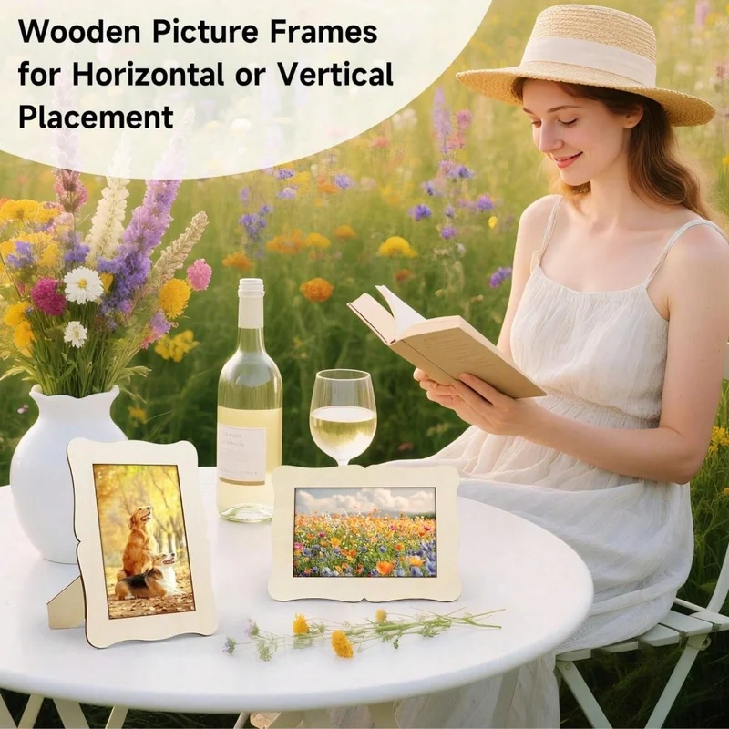 5Pcs Unfinished Wooden Frames  - Bamboo Photo Frame recension och pris