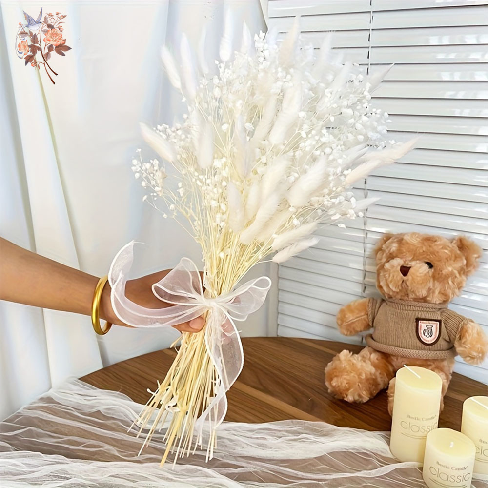 54Pcs White Dried Flower Brida - Dried Flower Bouquet recension och pris