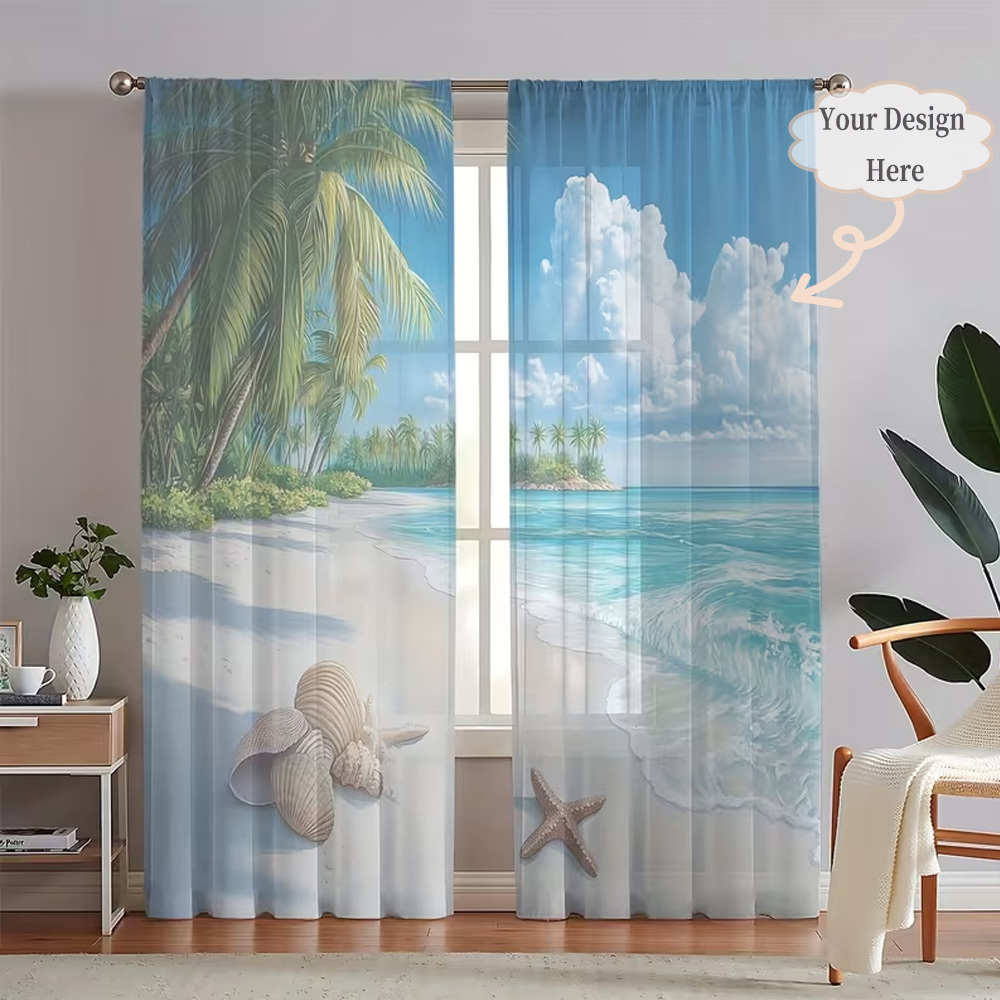 Custom 2D Flat 2pcs Sheer Curt - Home Decor Curtain recension och pris