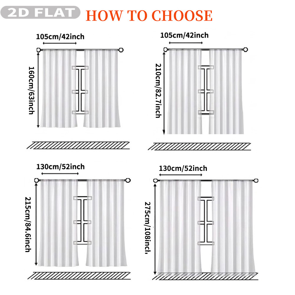 Custom 2D Flat 2pcs Sheer Curt - Home Decor Curtain recension och pris