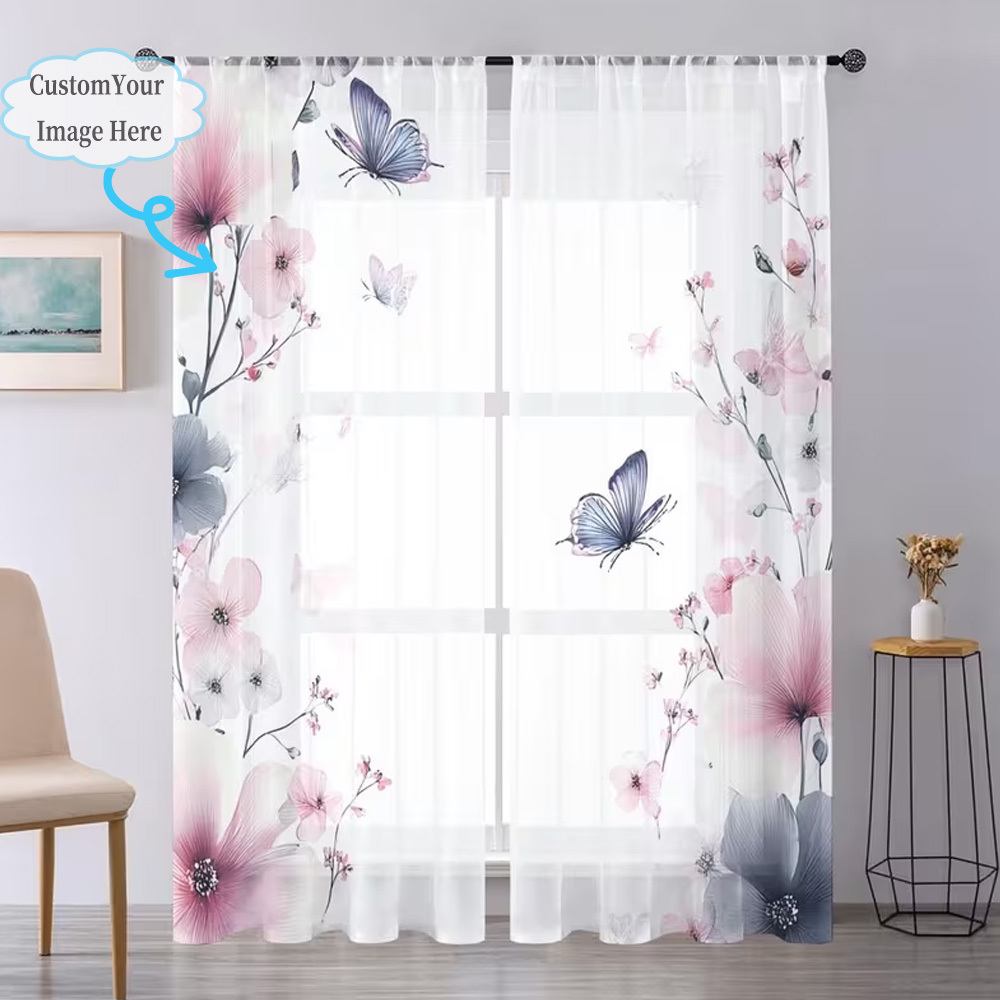 Custom 2D Flat 2pcs Sheer Curt - Home Decor Curtain recension och pris