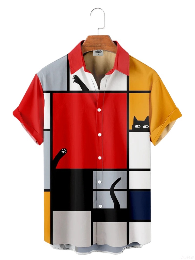 Men Shirts 3d Geometric Art Co - Abstract Oil Painting recension och pris
