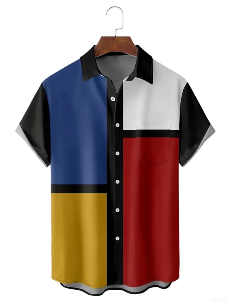 Men Shirts 3d Geometric Art Co - Abstract Oil Painting recension och pris