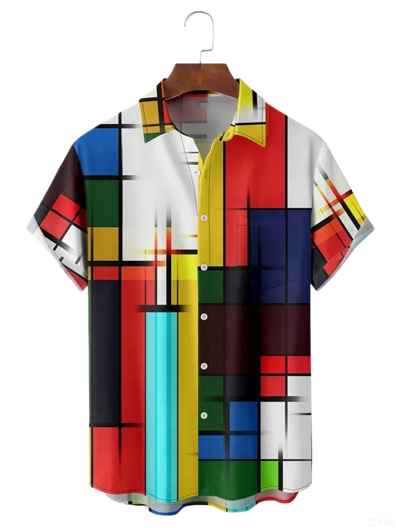 Men Shirts 3d Geometric Art Co - Abstract Oil Painting recension och pris
