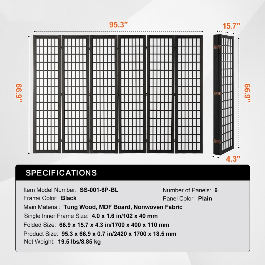 6 Panel Japanese Room Divider  - Room Divider Screen recension och pris