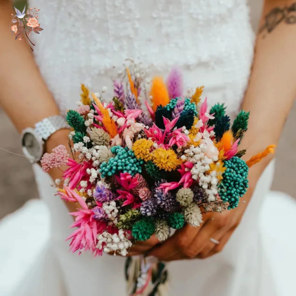 Colorful Dried Flowers Wedding - Dried Flower Bouquet recension och pris