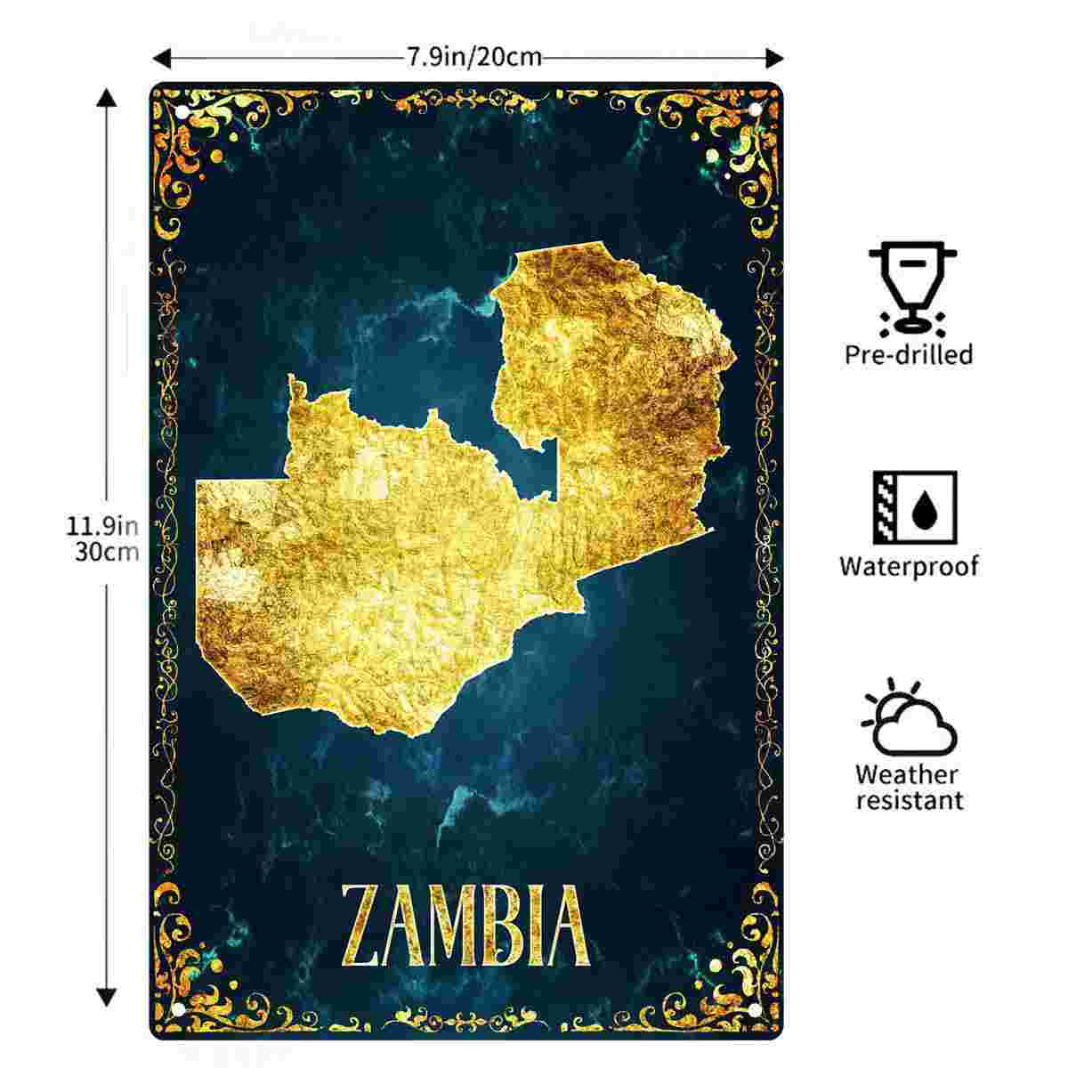 2D FLAT 1pc Zambia Gold Foil M - Home Decor Zambia recension och pris