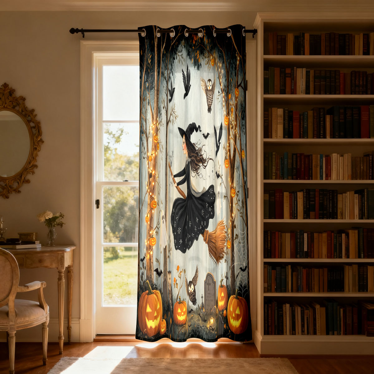 1PC Halloween Witch Pumpkin Gh - Home Decor Curtain recension och pris