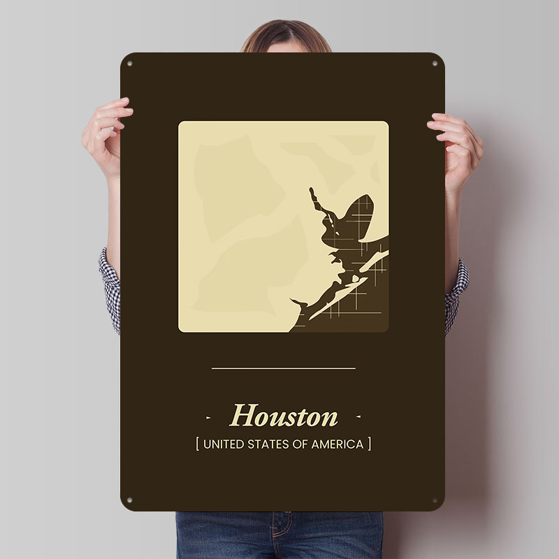 Houston City Map Tinplate Post - Home Decor Houston recension och pris
