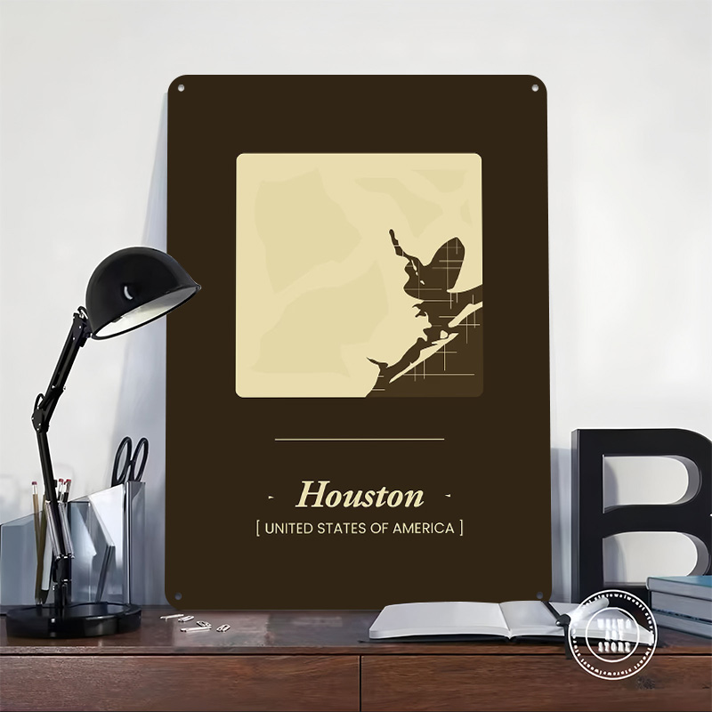 Houston City Map Tinplate Post - Home Decor Houston recension och pris