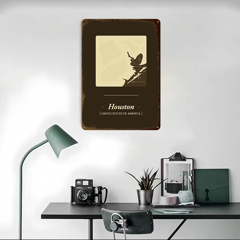 Houston City Map Tinplate Post - Home Decor Houston recension och pris