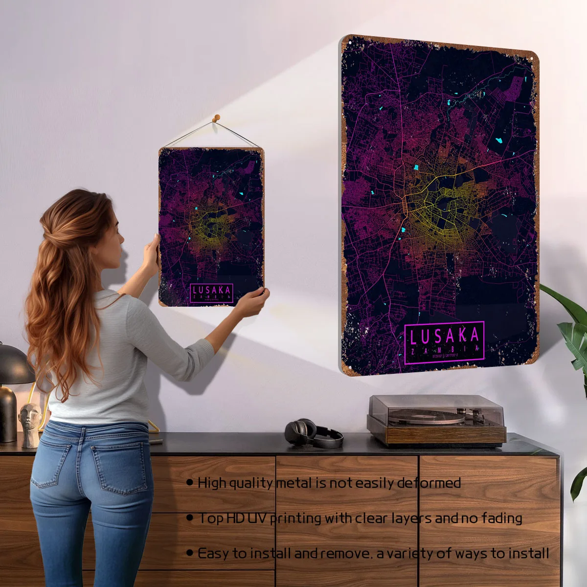 Lusaka City Map Zambia Neon Po - Home Decor Zambia recension och pris