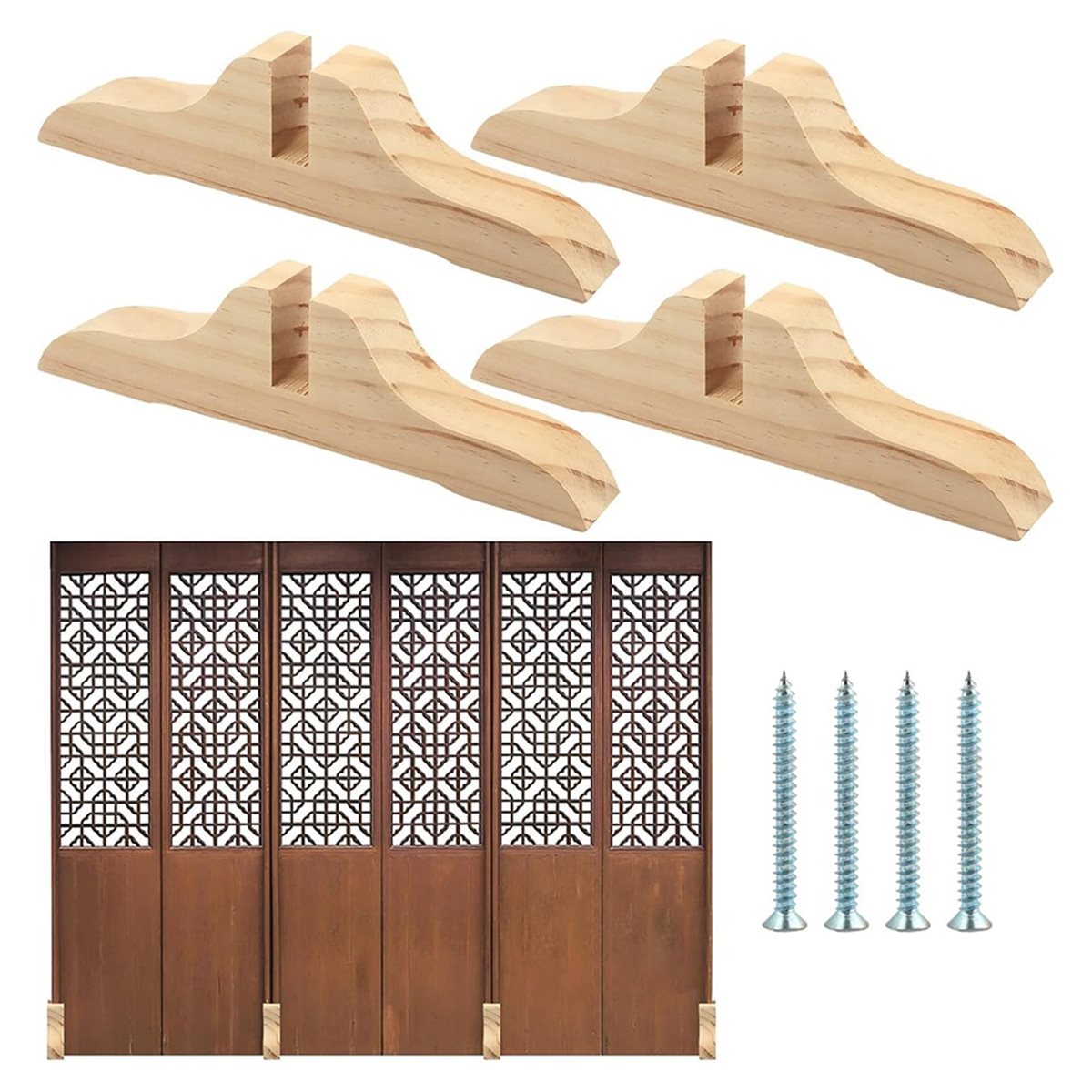 PHONE&GEAR 4pcs Wooden Room Di - Room Divider Screen recension och pris