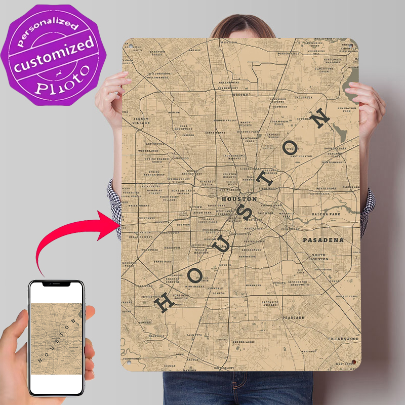 Houston Texas Metal Poster Cus - Home Decor Houston recension och pris